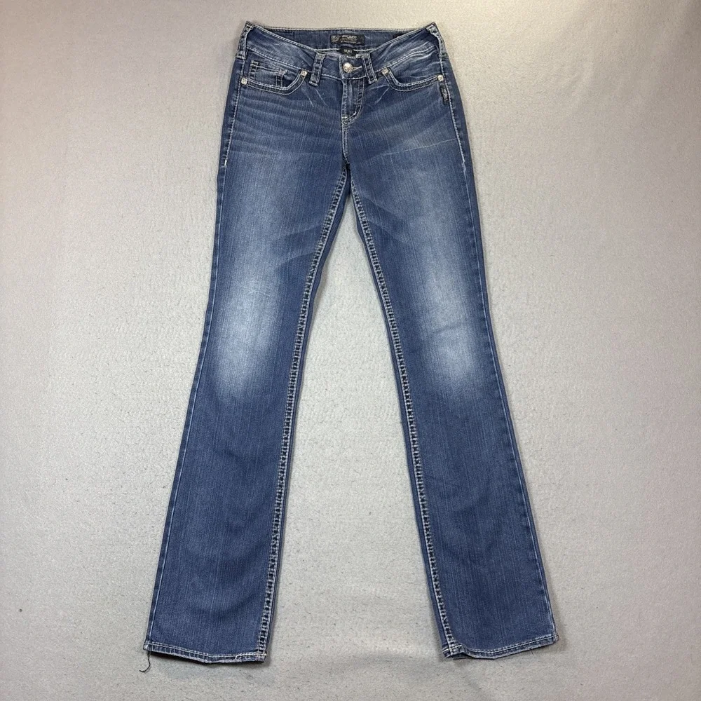 Silver Jeans Co Suki Slim Boot Jeans Women Sz 28 Med Wash Mid Rise Stretch Denim